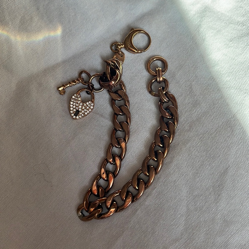 Rose gold Fossil charm bracelet